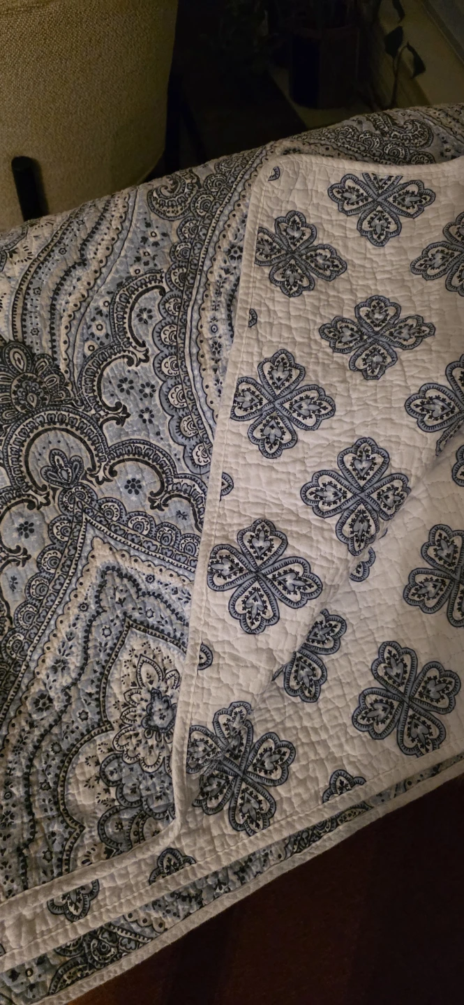 Tahari Blue and White cotton Paisley coverlet - photo 4