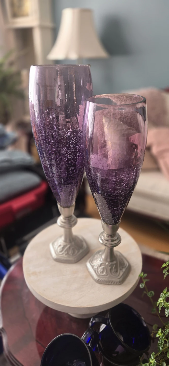 2 vases.  Purple