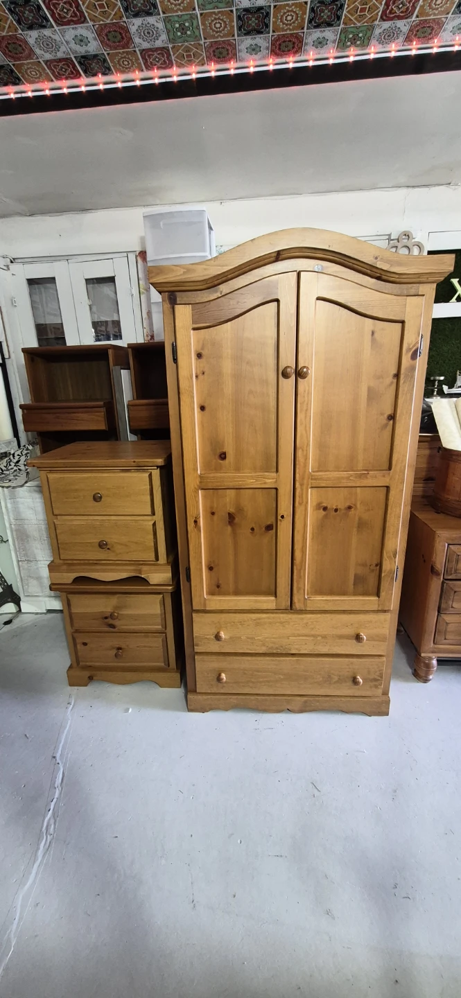 Solid Wood Armoire and Matching Bedside Tables - photo 4