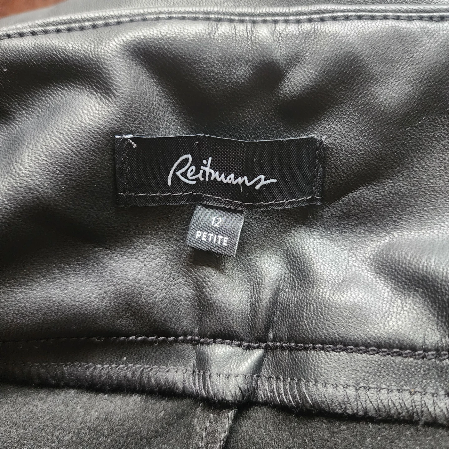 Reitmans Black Faux Leather Leggings Size 12 Petite - photo 2