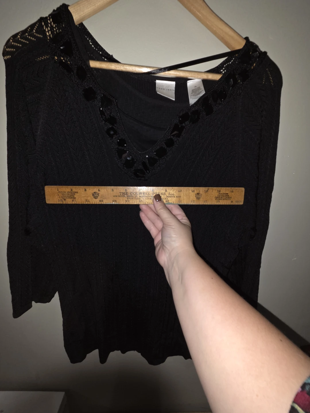 Emma James Black Knit Top Size XL - photo 5