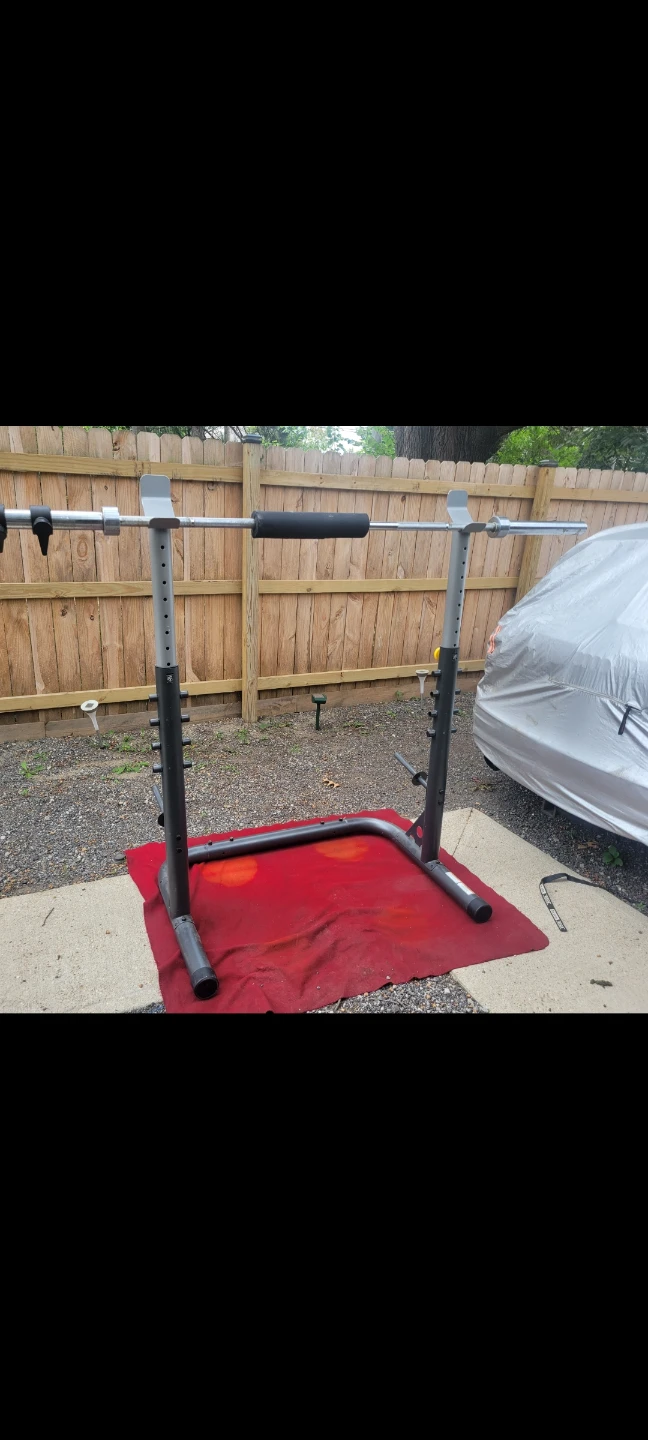 WEIDER SQUAT RACK  WITH 7'OLYMPIC BAR LOCKJAW COLLARS NECK PAD - photo 2