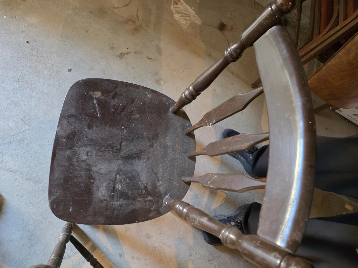 Set of Two Dark Wood Spindle Back Chairs