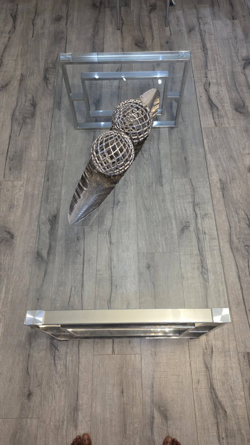 Modern Glass and Stainless Steel Coffee Table