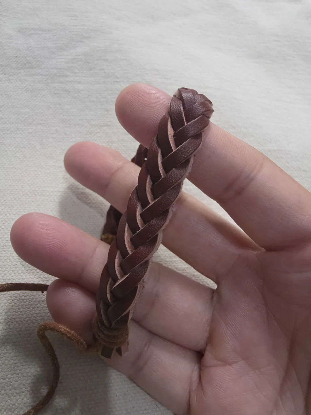 Braided Brown Leather Bracelet Thin 🏈