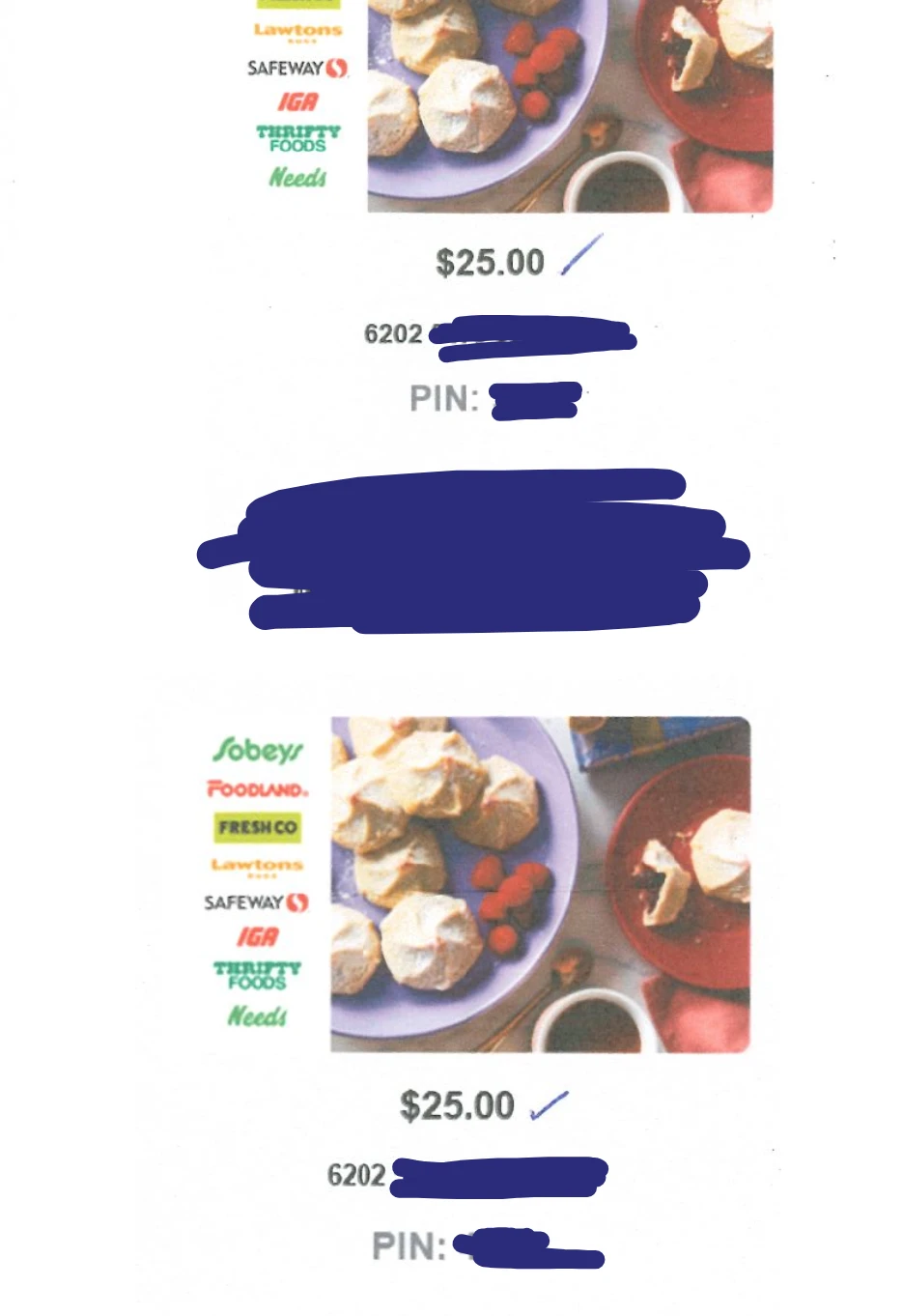 $50 Sobeys/FreshCo grocery gift card (25 each)