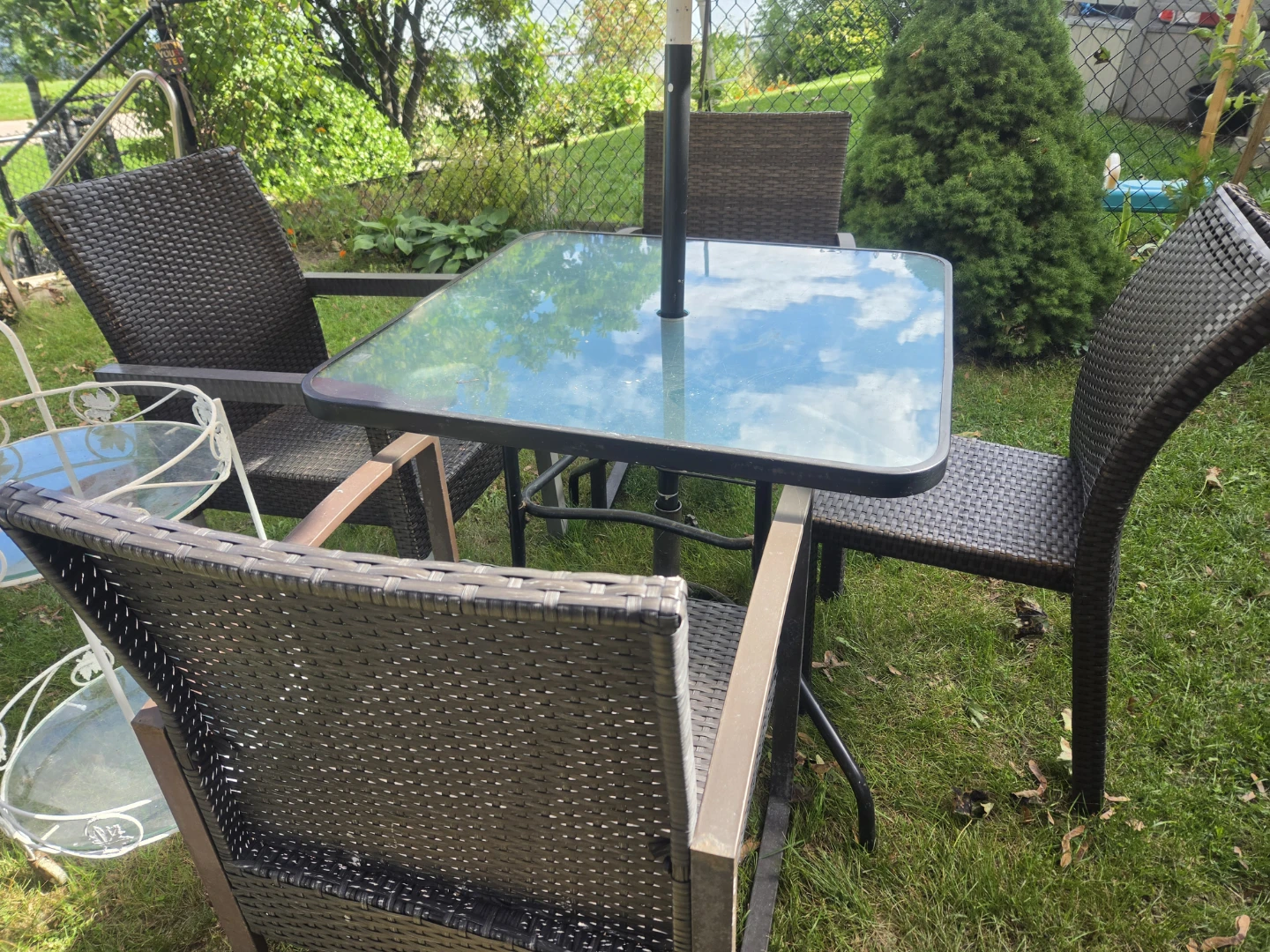 Wicker Patio Dining Set with Four Chairs