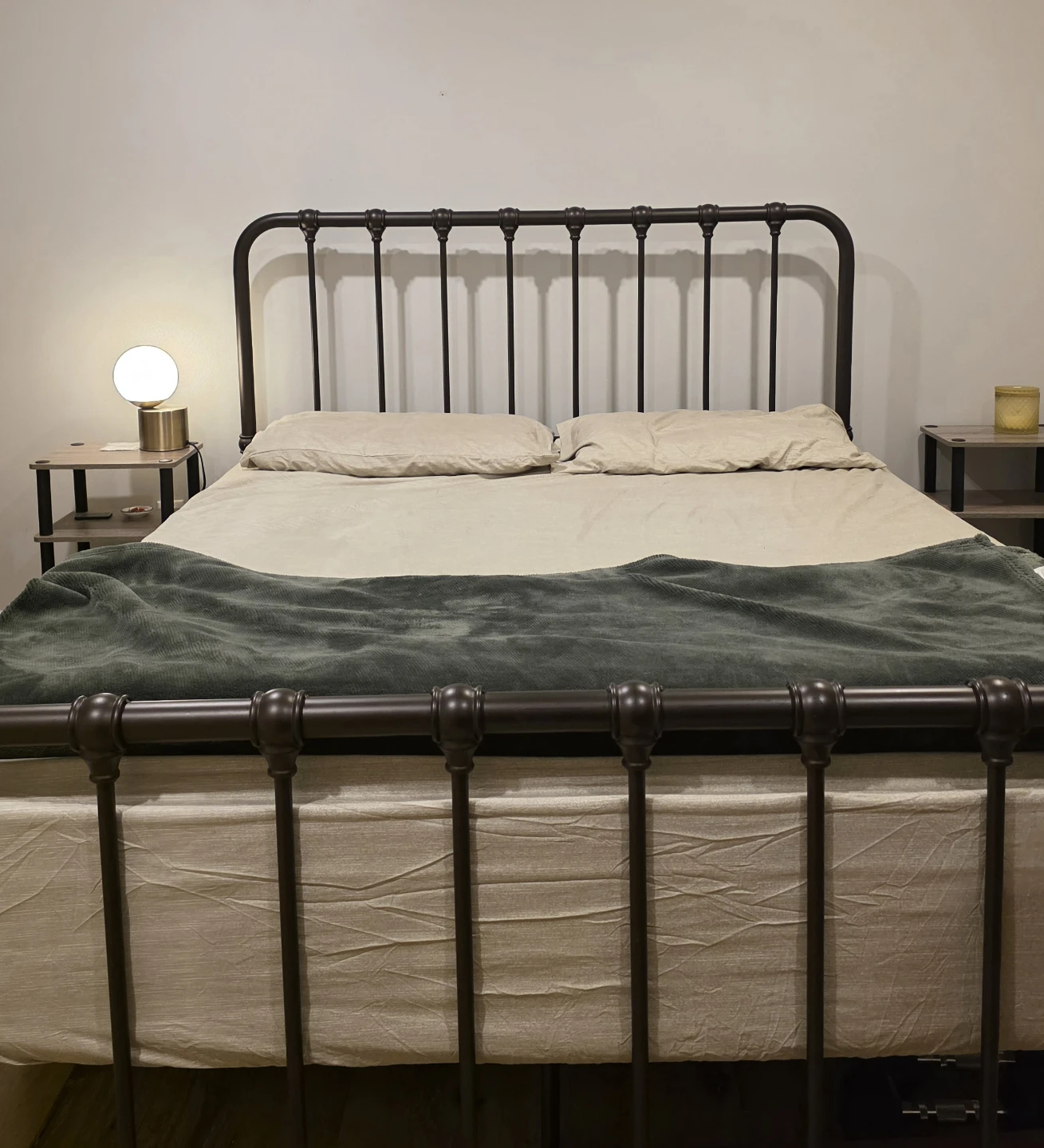 Queen size bronze metal bed frame and mattress