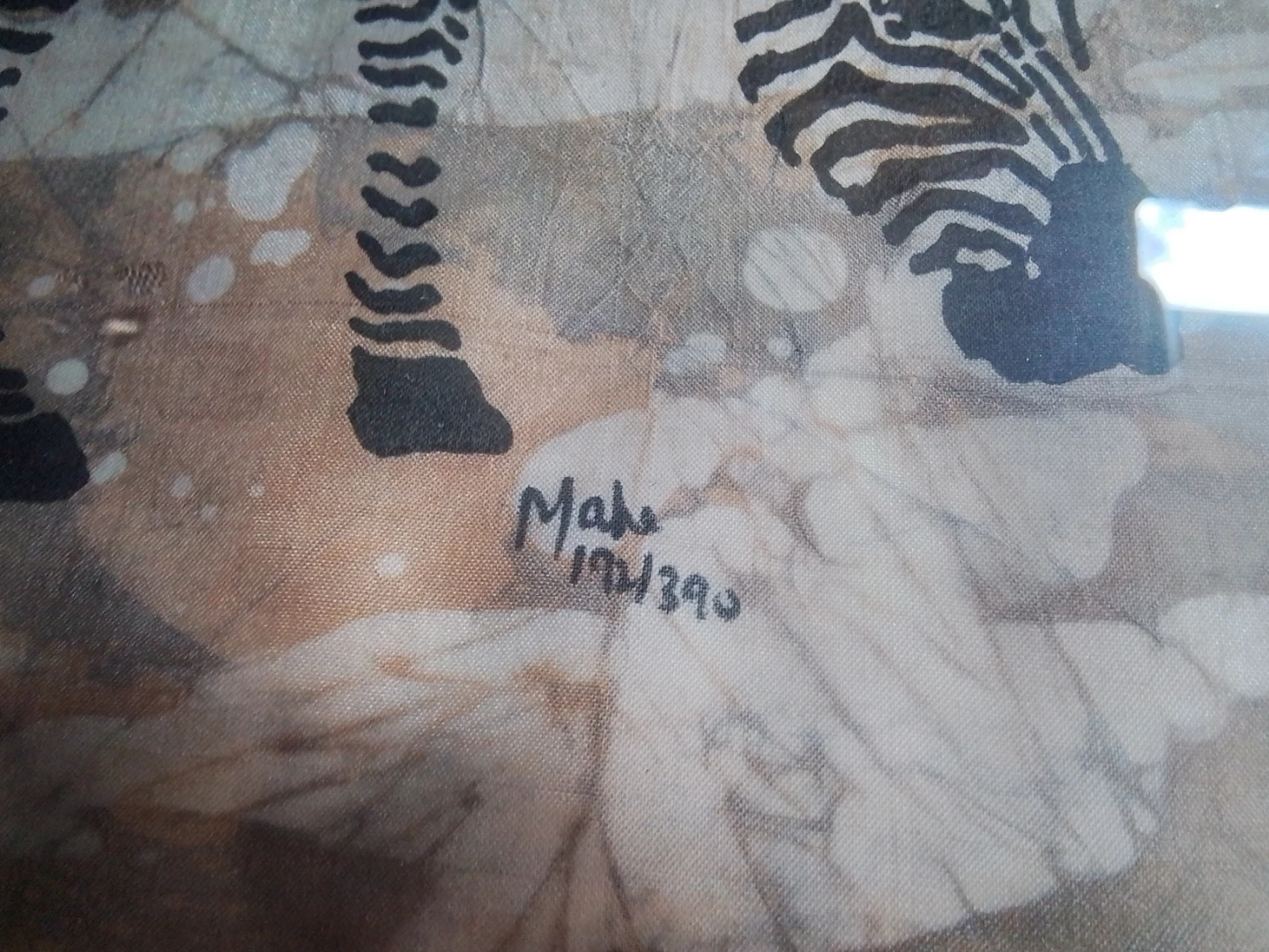 Vintage African Wildlife Silk Batik Print – "Zebra Herd" - photo 4