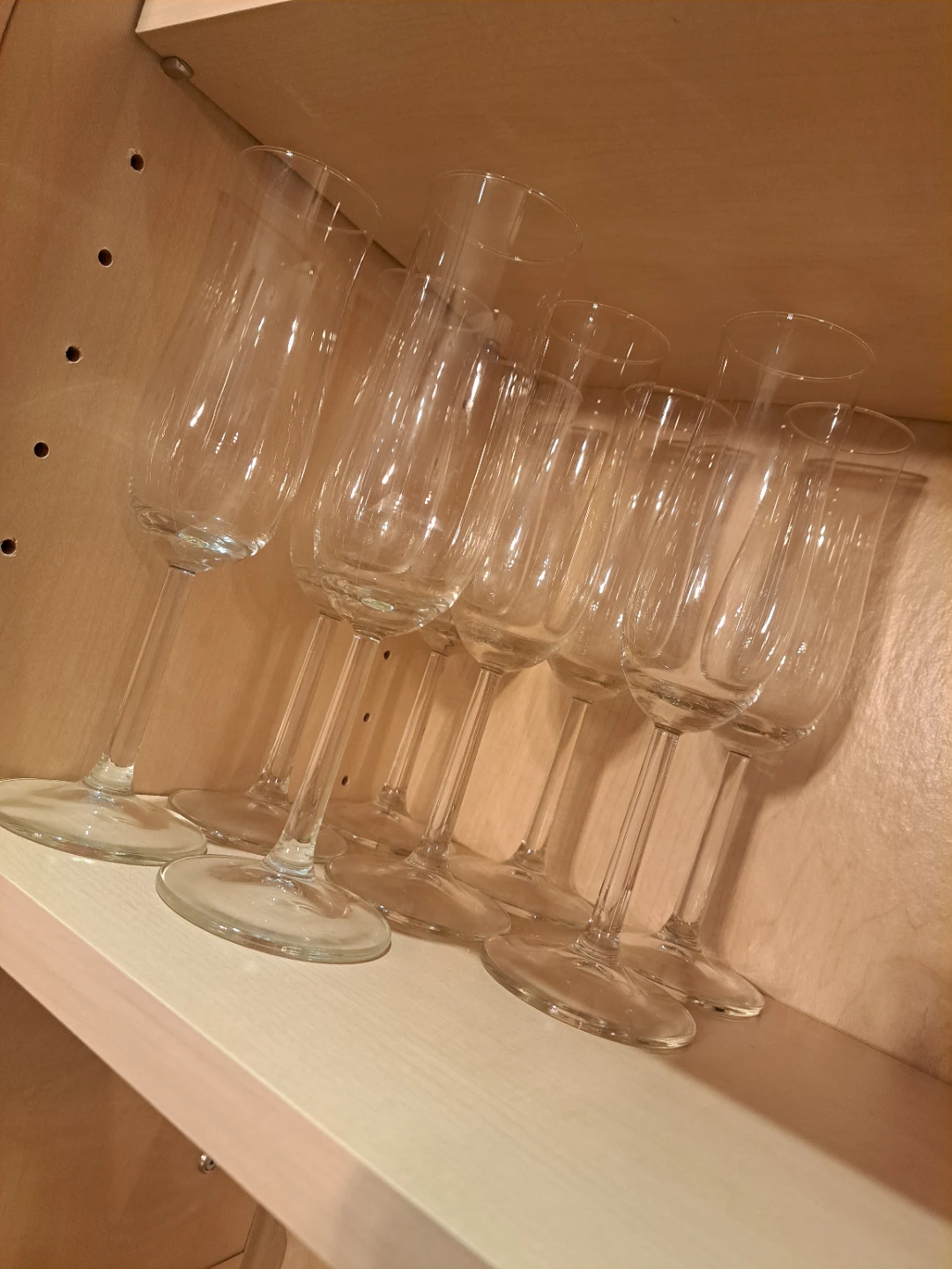 Set of 6 Clear Glass Champagne Flutes