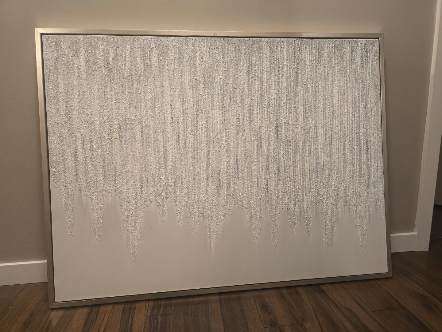 White & Gold Textured Canvas Wall Art Painting