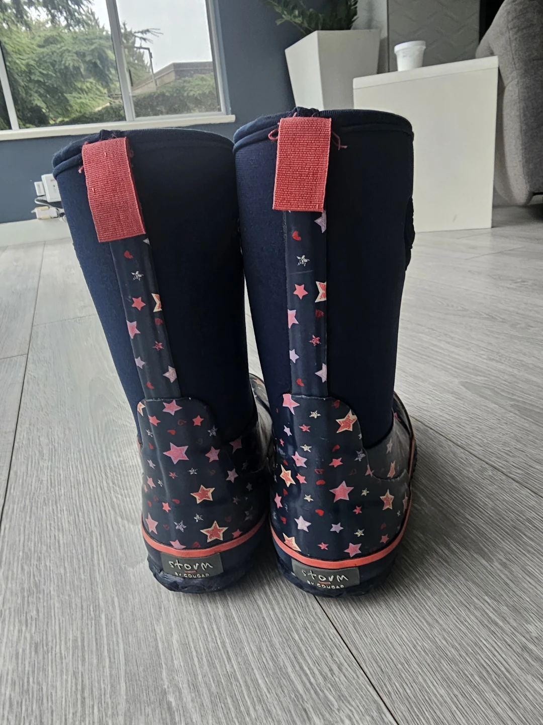 Cougar Storm Star Print Rain Boots youth Size 3