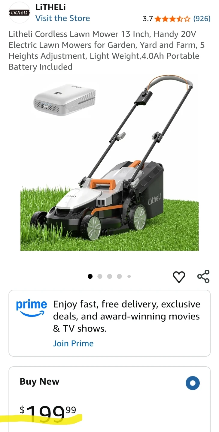 Litheli Cordless Lawn Mower- Great Condition - photo 4
