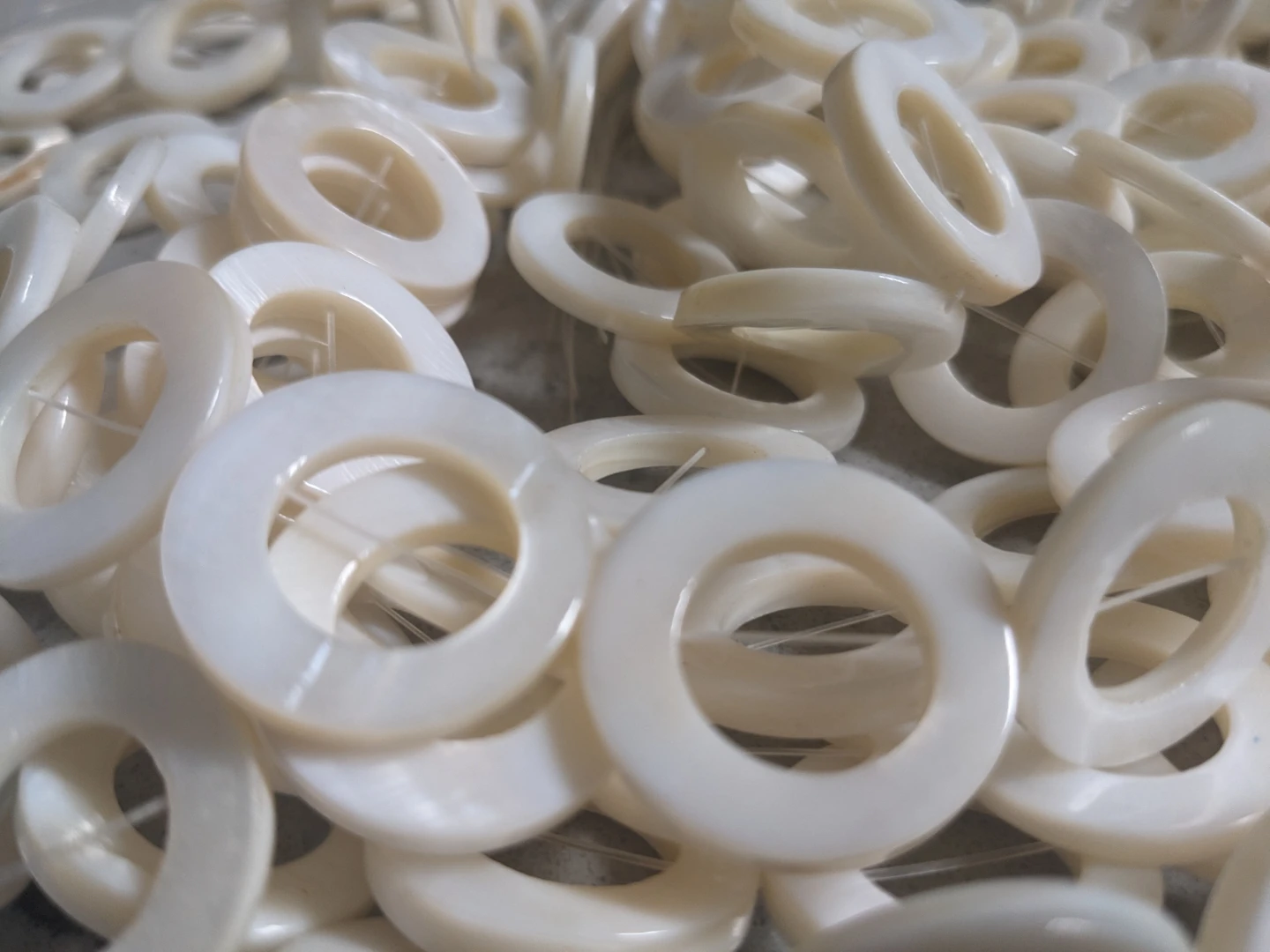 Large abalone shell white donut beads