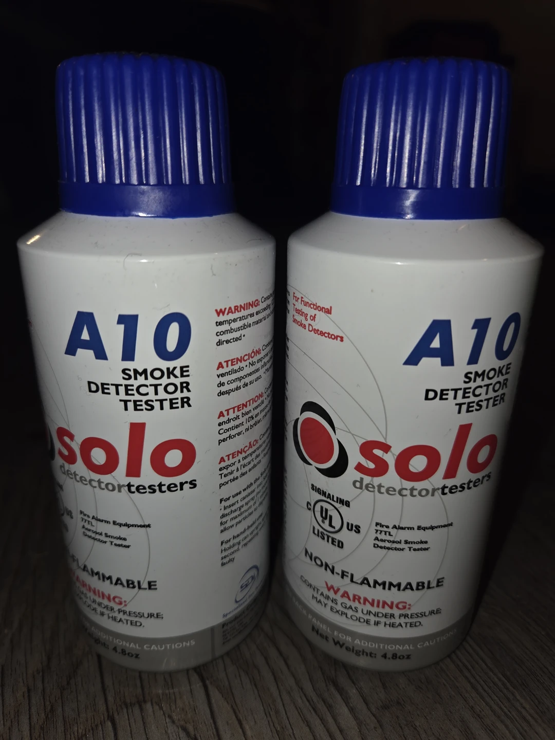 Two Solo A10 Smoke Detector Tester Cans