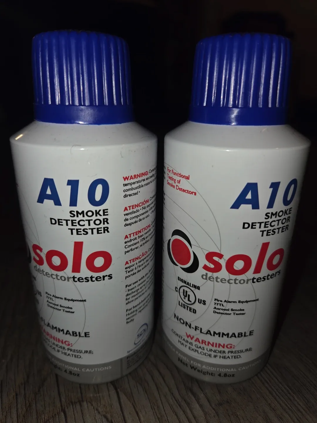 Two Solo A10 Smoke Detector Tester Cans