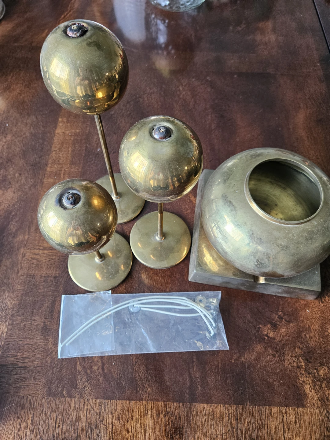 Vintage Brass Oil Lamp Set