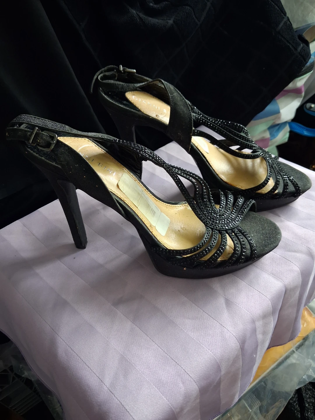 Black Embellished Heeled Sandals - photo 2