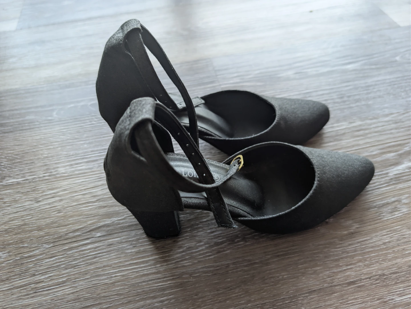 Black glitter heels