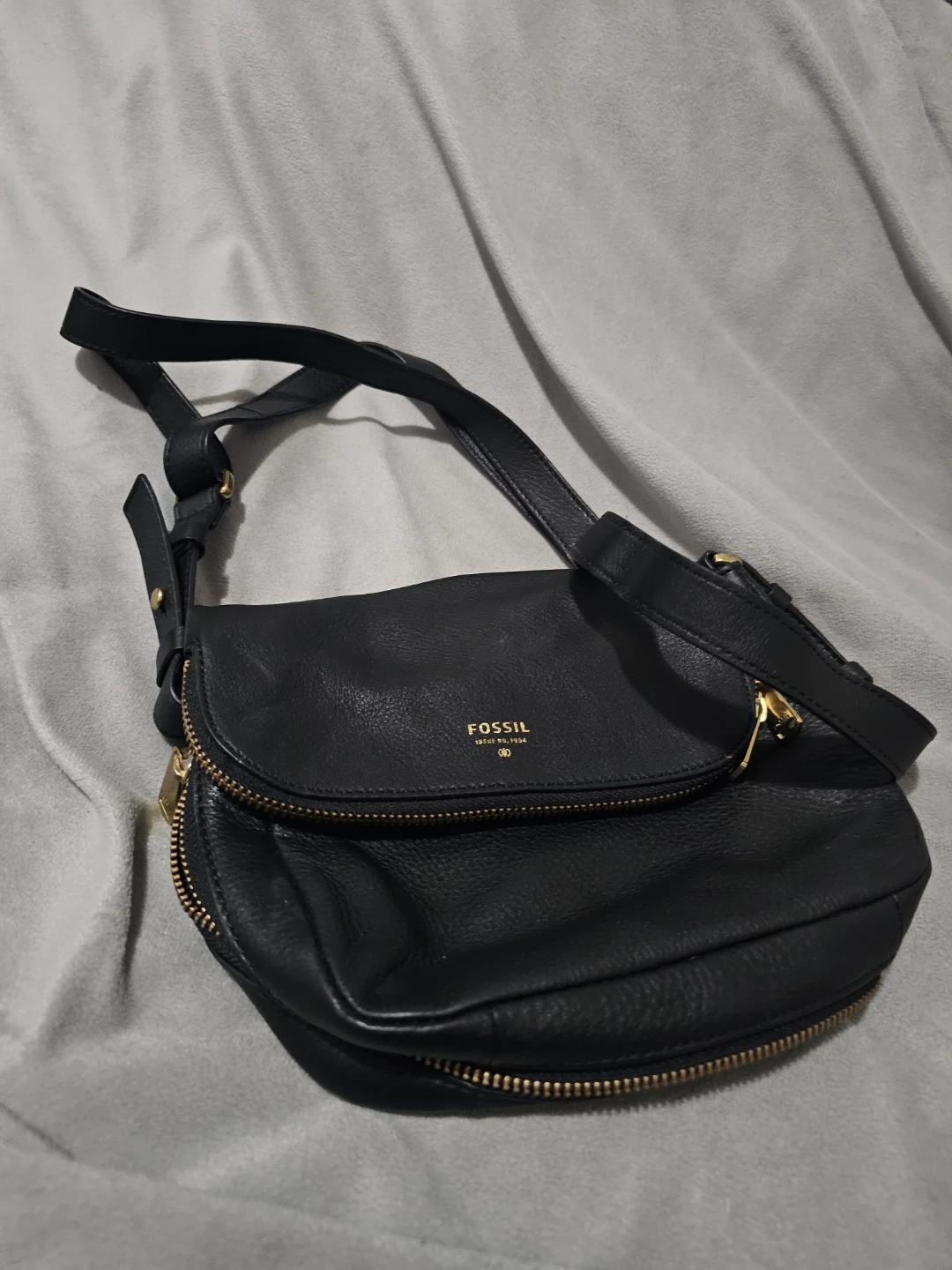 Fossil Black Leather Crossbody Bag