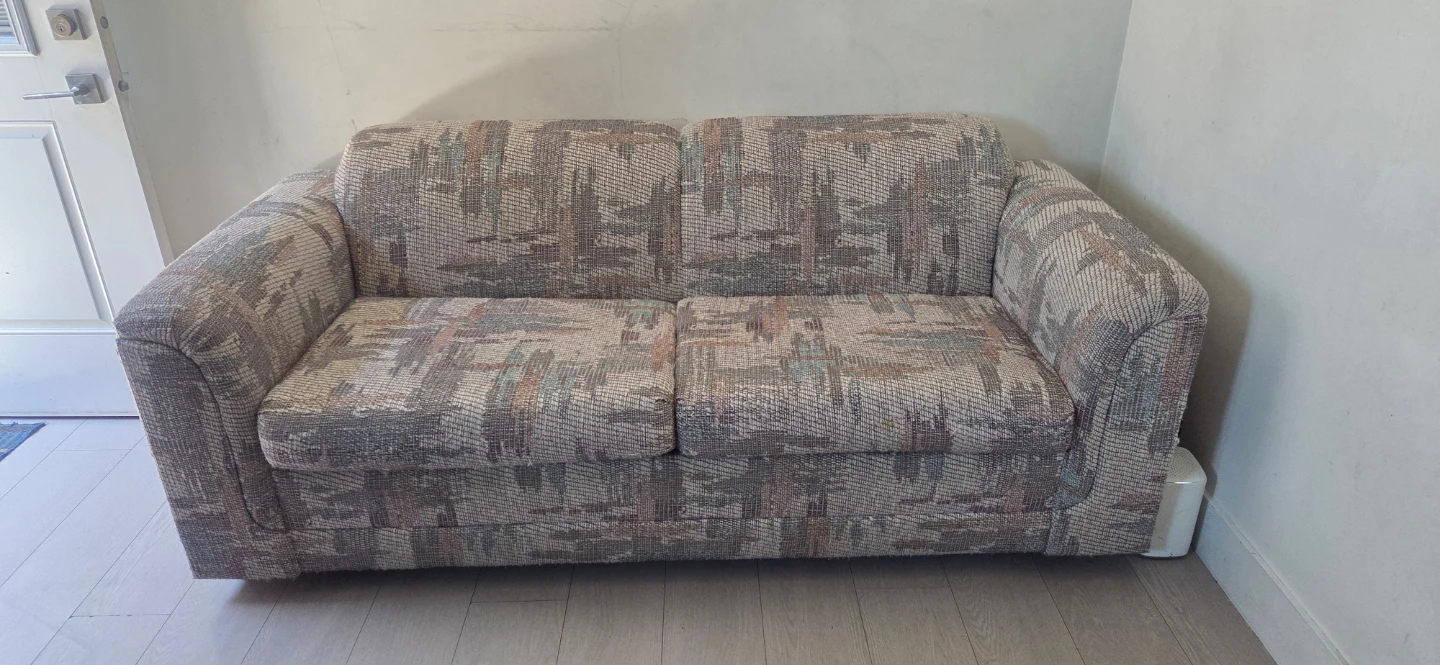 Two-Seater Patterned Fabric Sofa cum bed