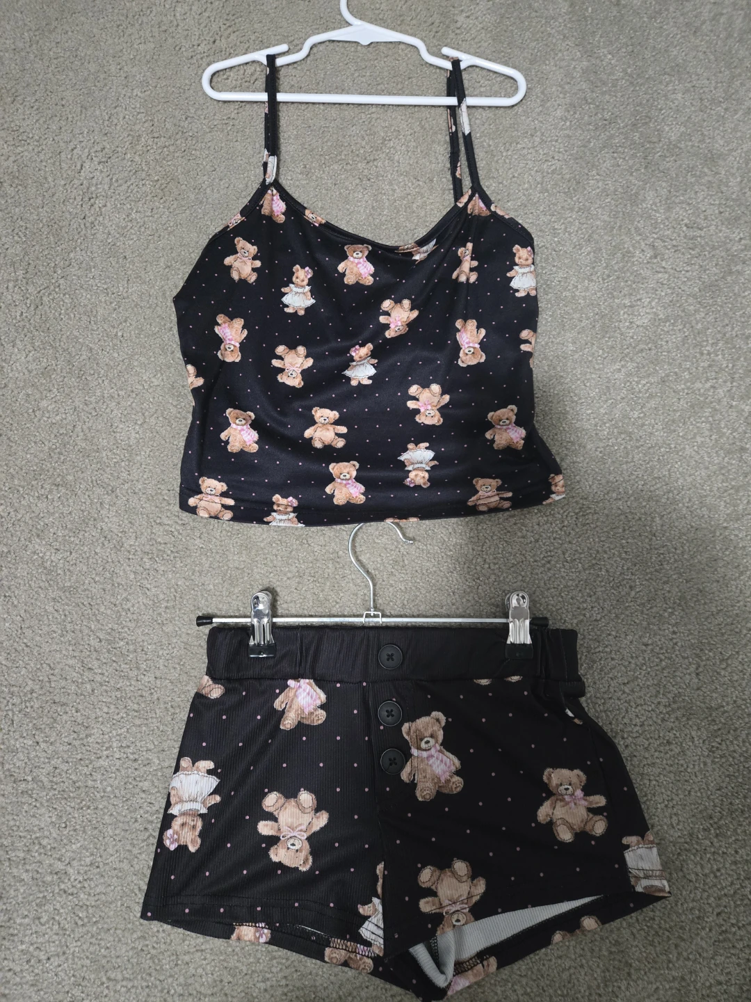 Teddy Bear Print Two-Piece Set - xs