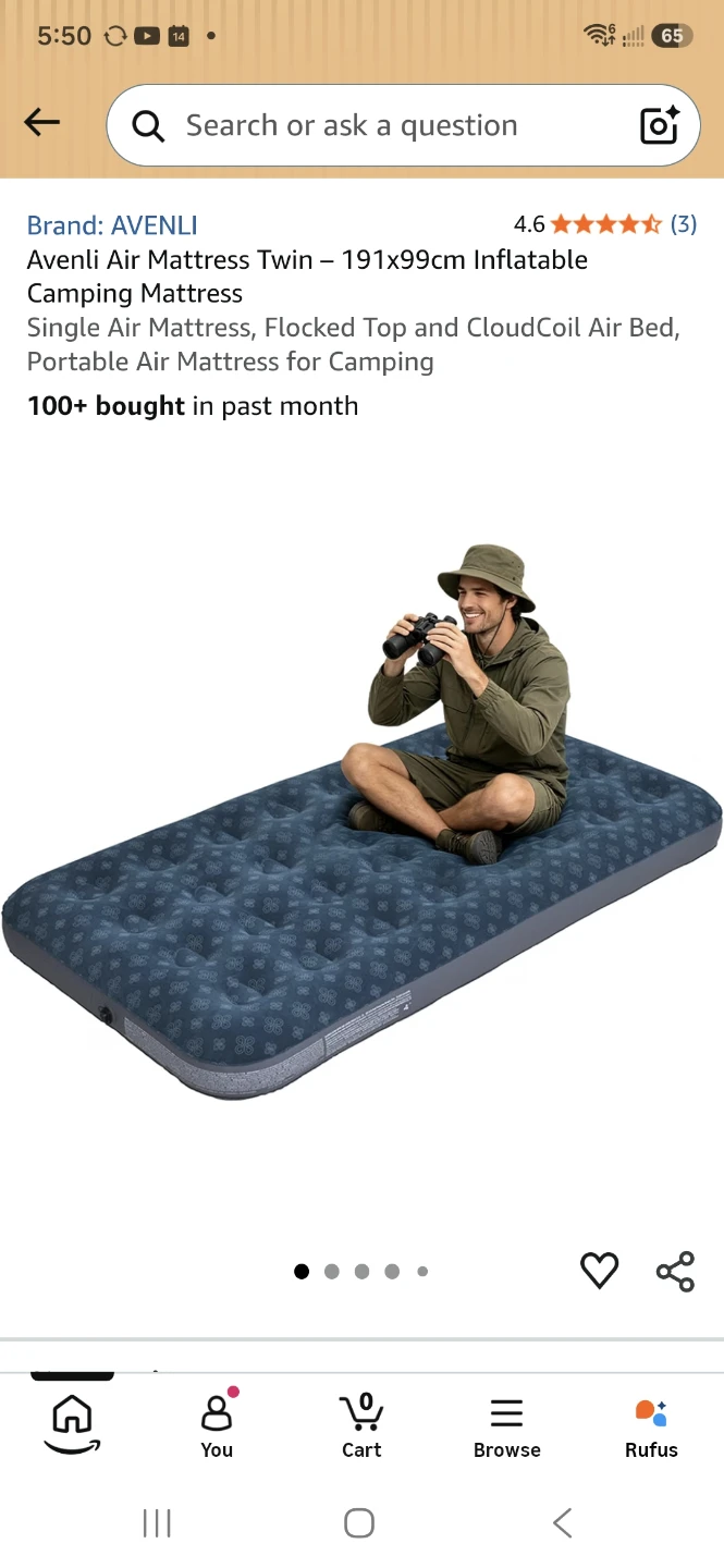 2. Avenli Twin Air Mattress including pump