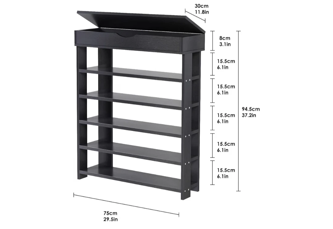 5-Tier Shoe Rack with Cabinet 🏈 - photo 4