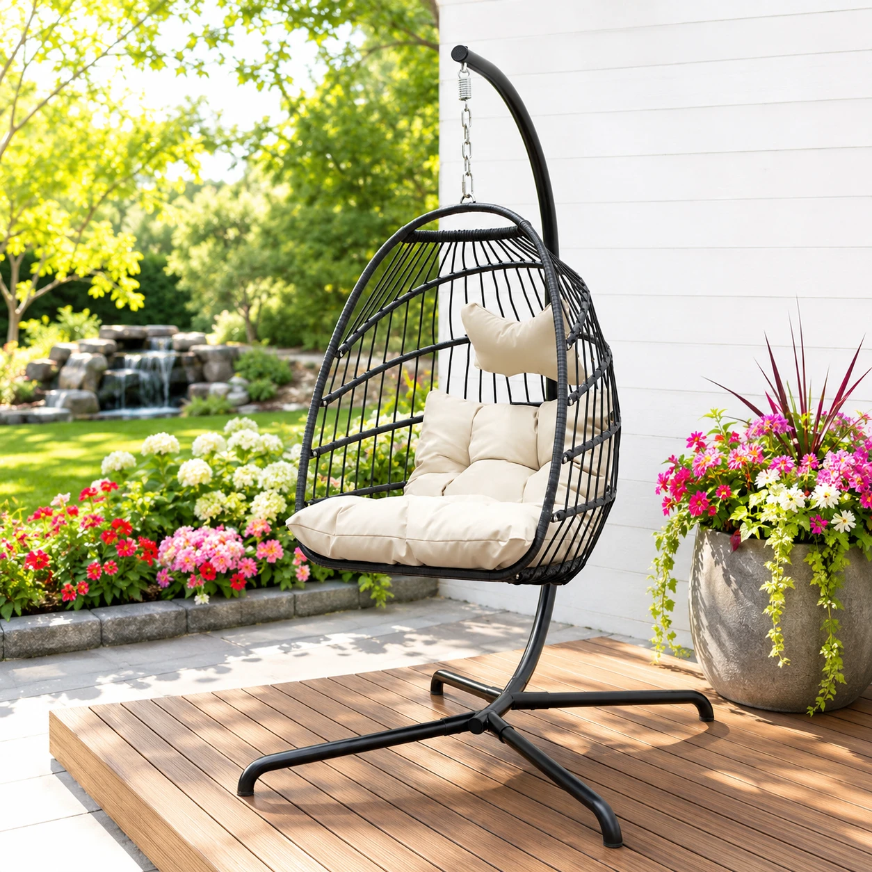 Brand new Foldable Single Floating Egg Chair with Stand