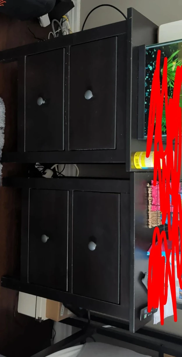 Two Black Nightstands with Two Drawers