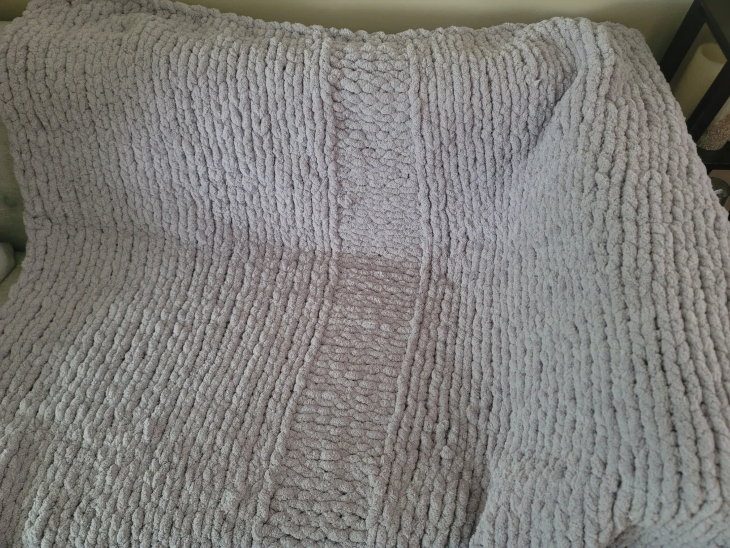 Handcrafted Grey Chunky Crochet Blanket 50" × 55"