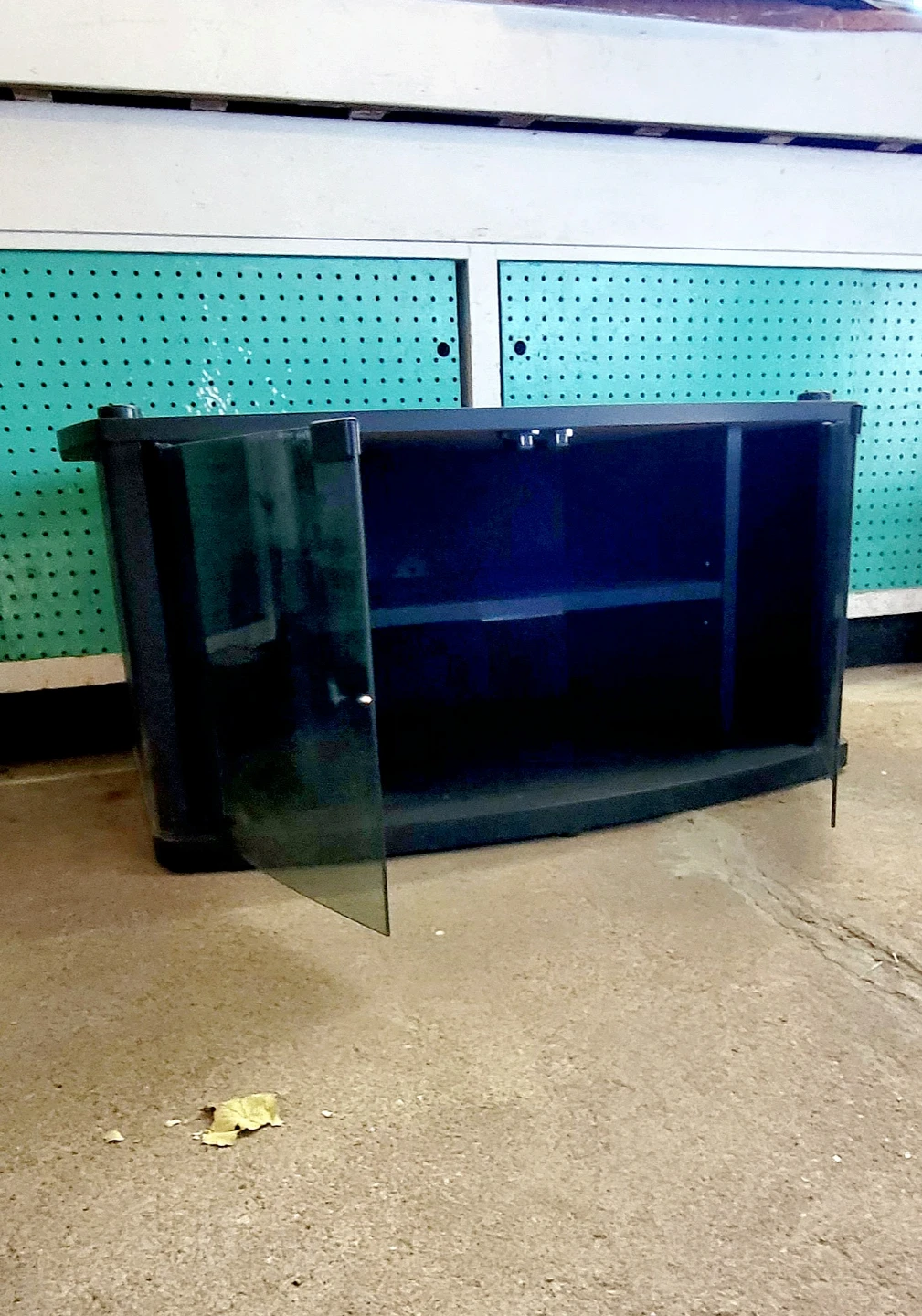 Black TV stand with glass doors - photo 3