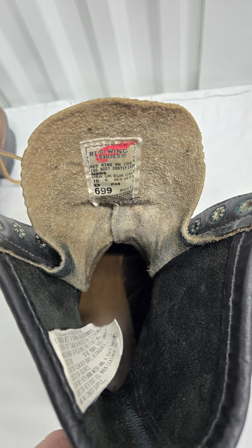Red Wing Shoes 699 Black Leather Work Boots Men's 10 D NFPA 1977 - photo 4