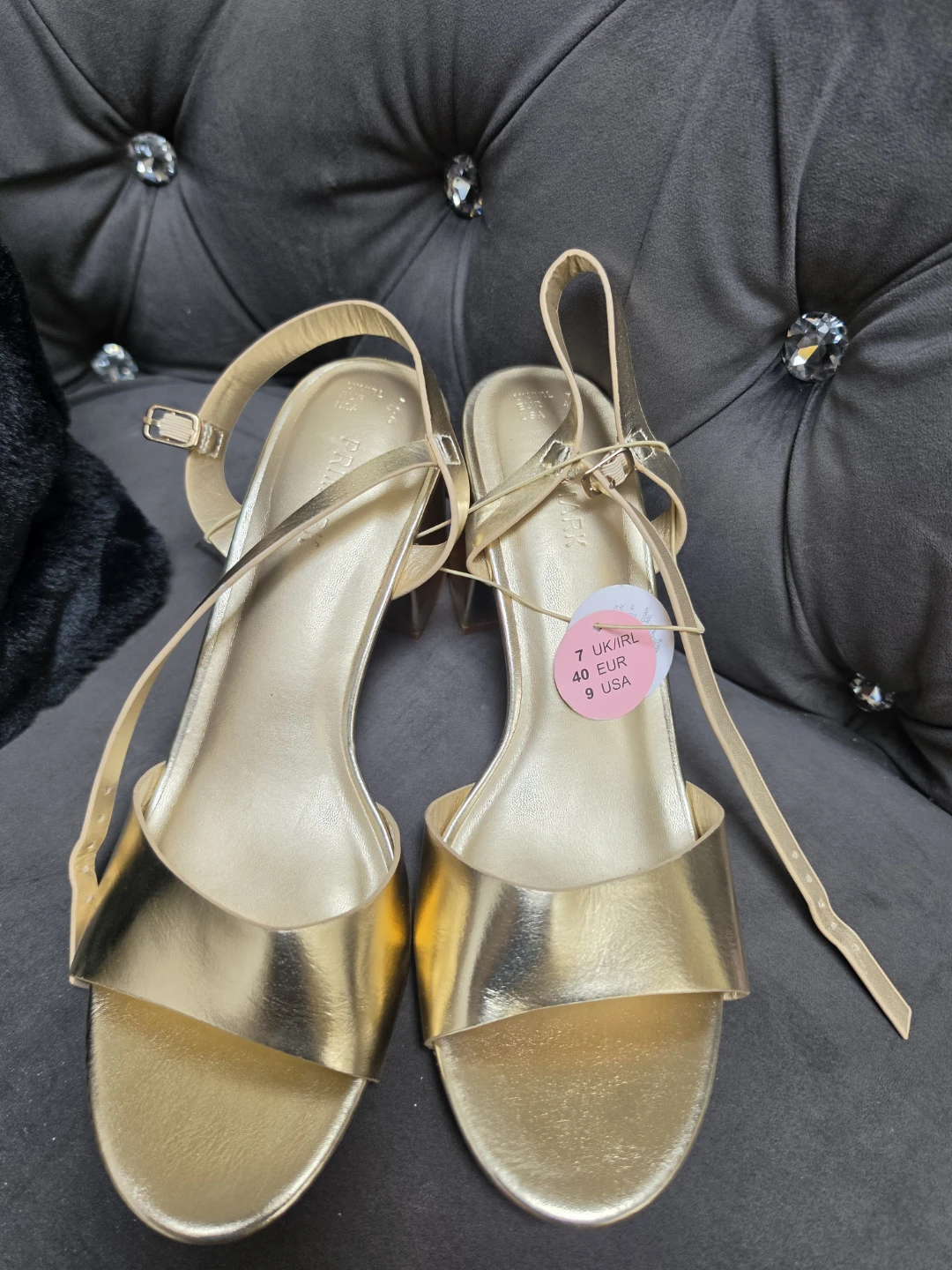 Primark Gold Ankle Strap Heels Size 9