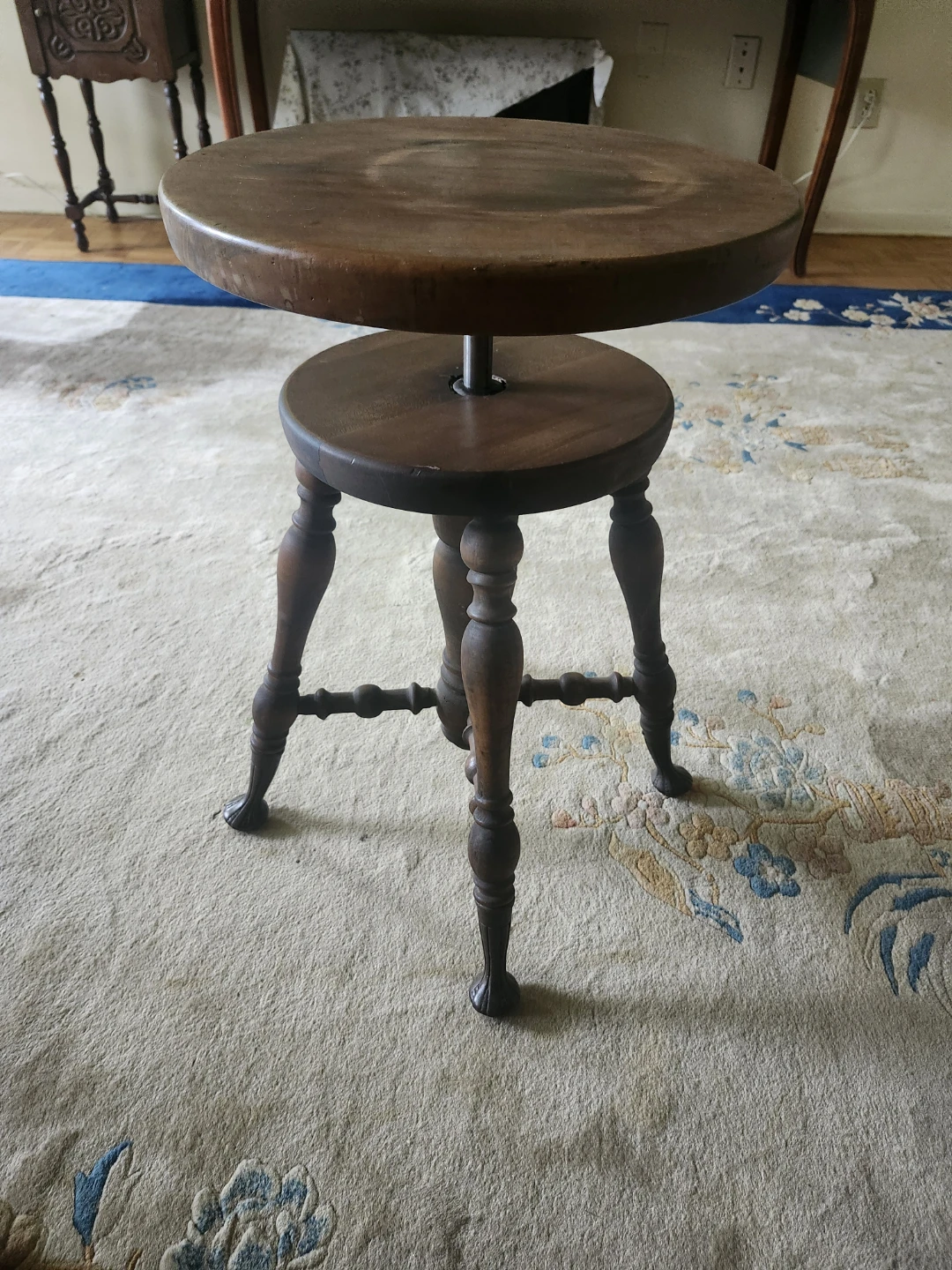 Antique  Wooden Adjustable Piano Stool