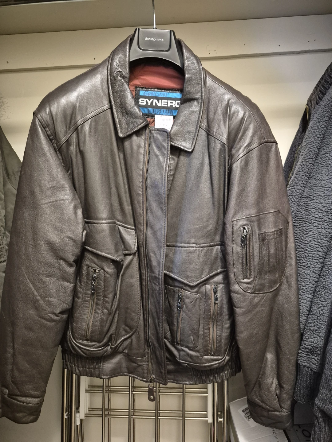 Synergy Brown Leather Bomber Jacket