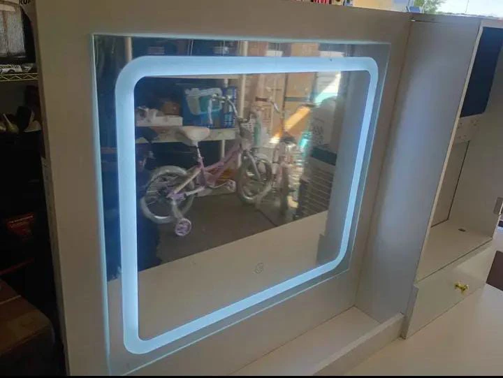 White Vanity Desk with LED Mirror - photo 3