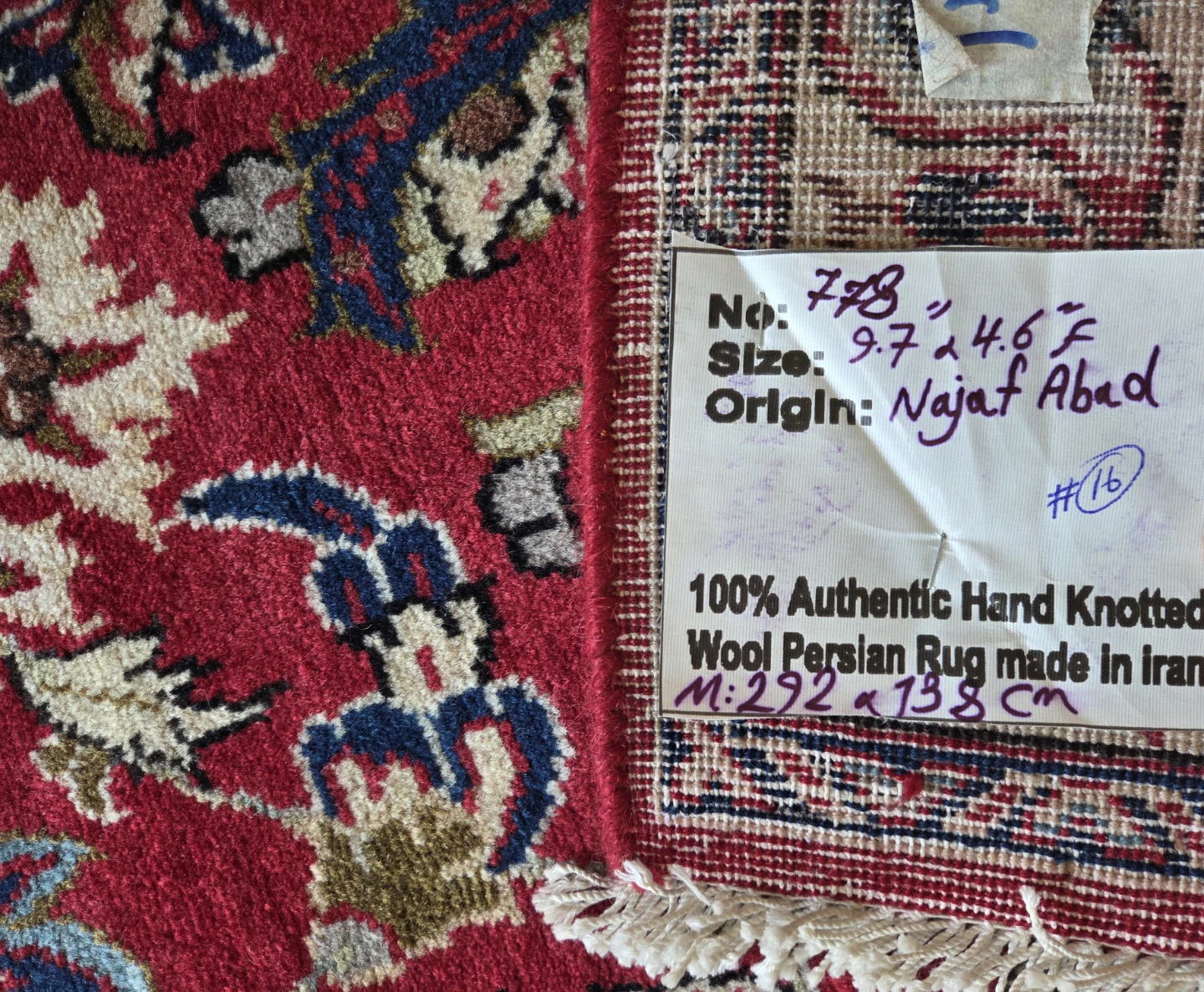 Authentic Najafabad Hand-Knotted Wool Area Rug / Runner - photo 5