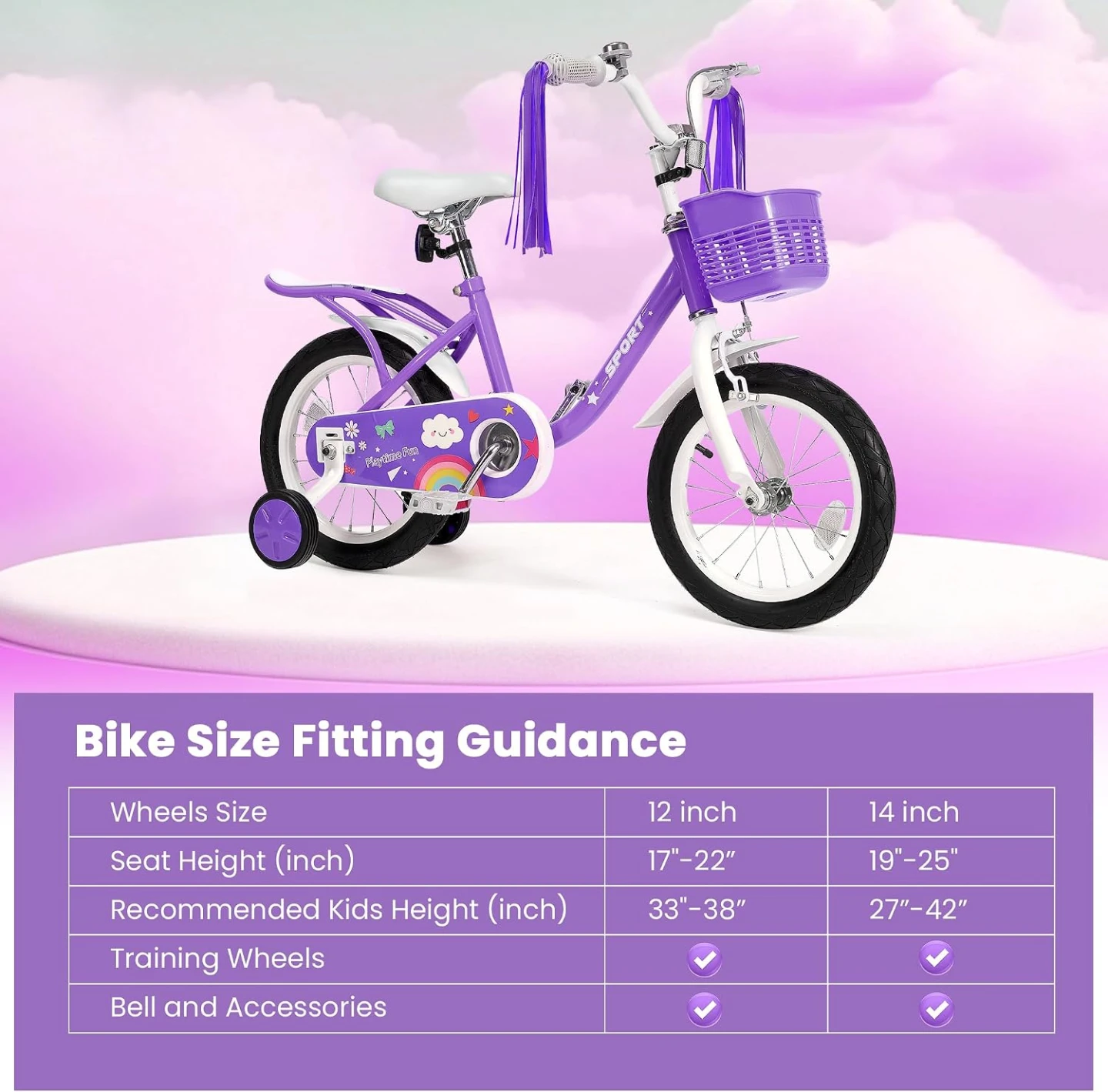 BODIOO 12 Inch Kids Bike Girls & Boys with Training Wheels - photo 4