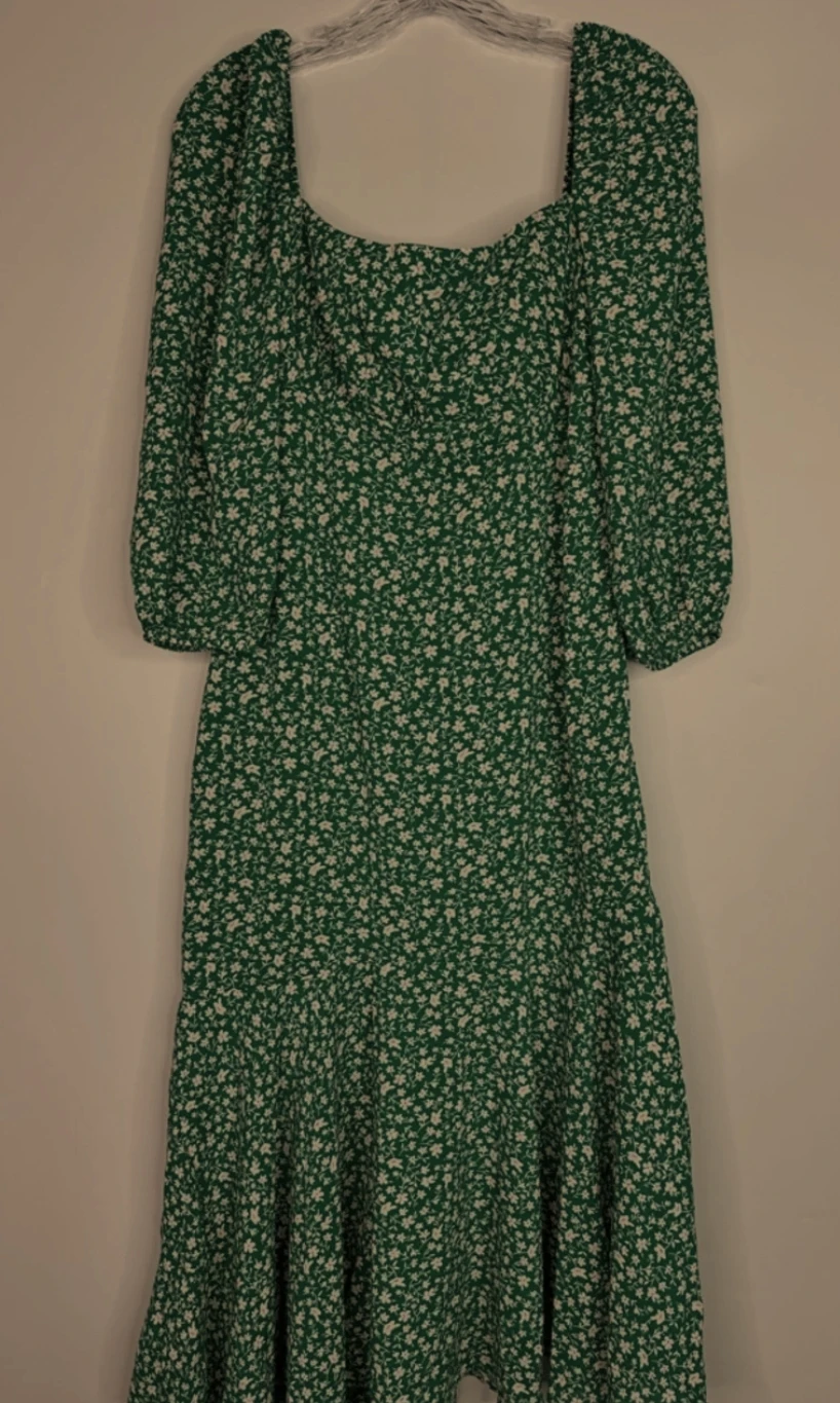 Commense Green long sleeve dress floral Medium - photo 2