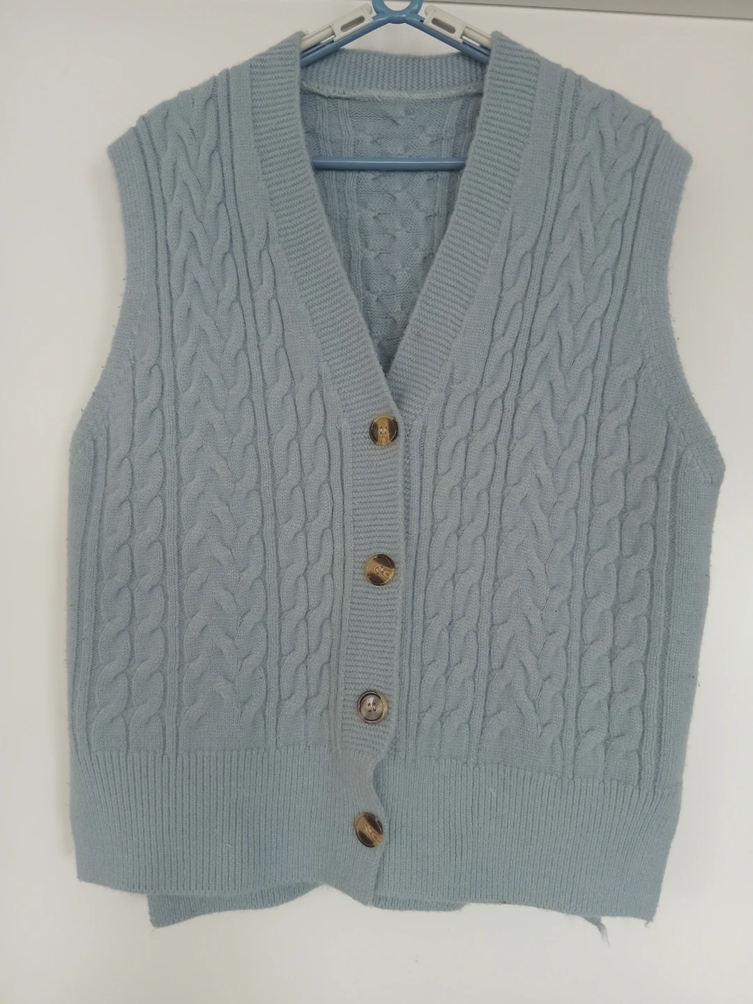 Light Blue Cable Knit Vest