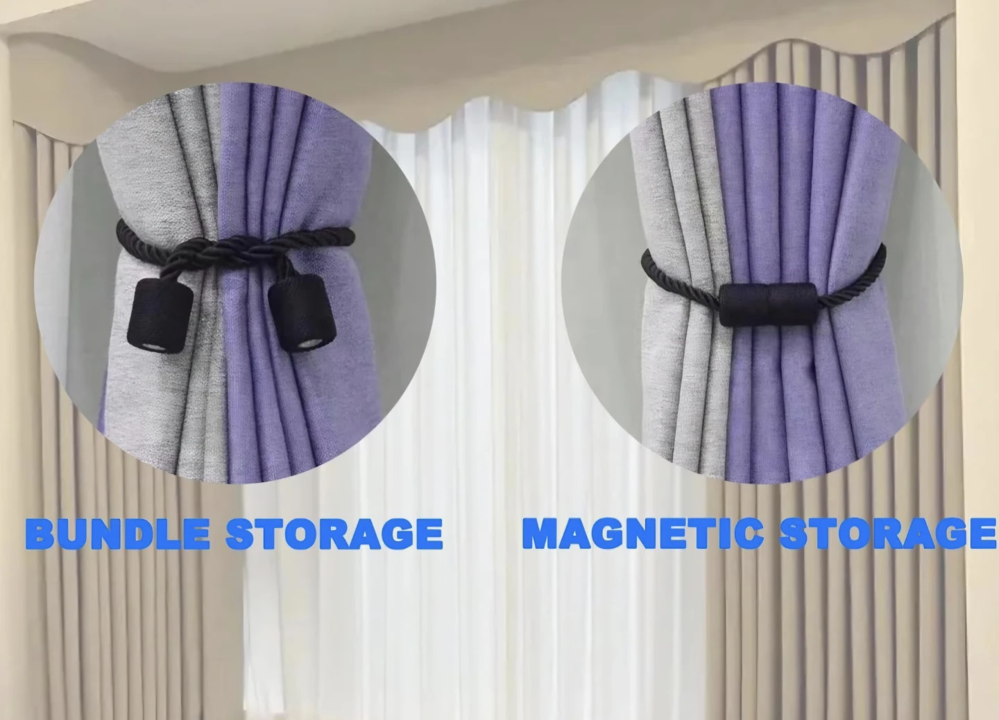 Black Magnetic Curtain Tieback, Curtain Holders (4-Pack) - photo 5