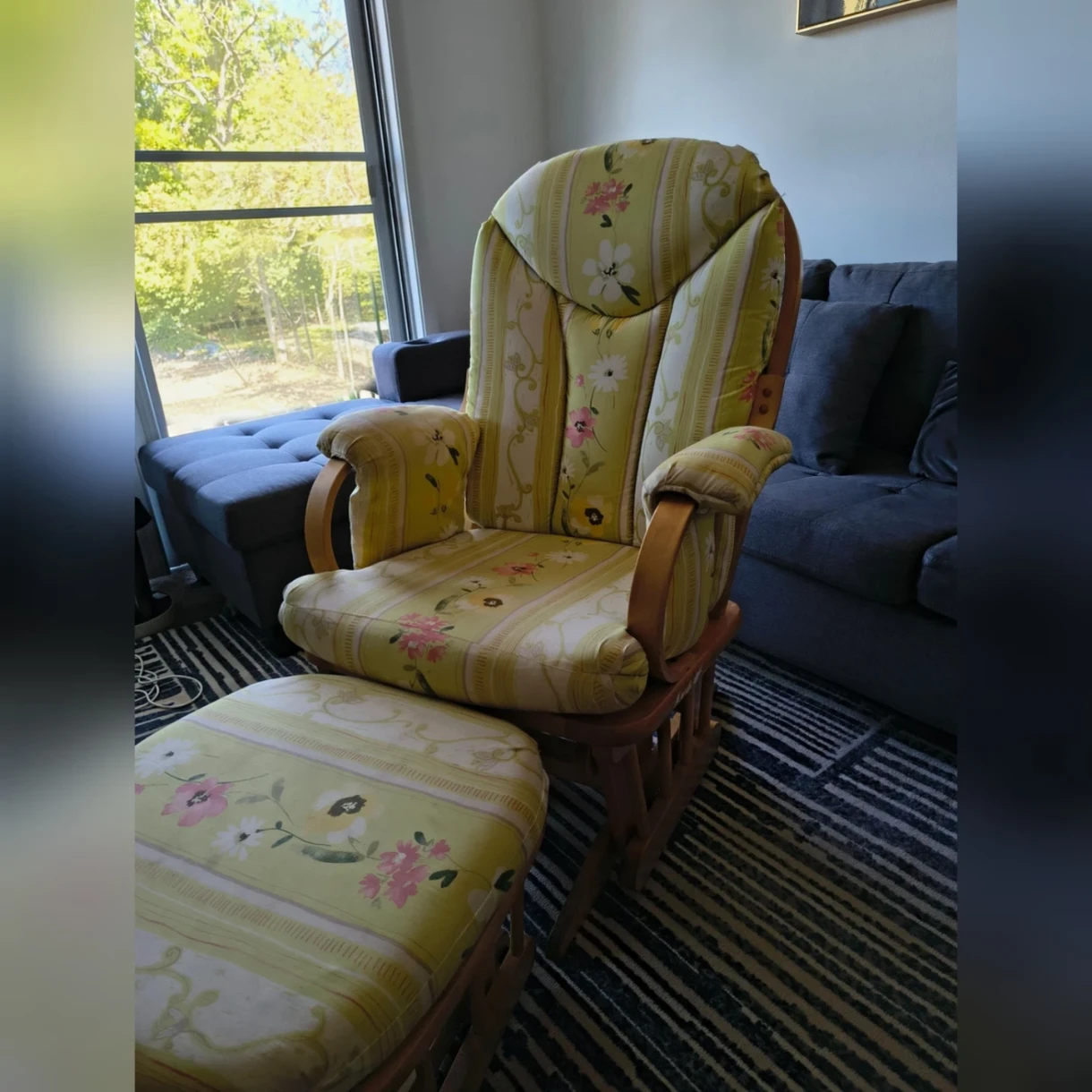 Floral Glider Chair with Ottoman