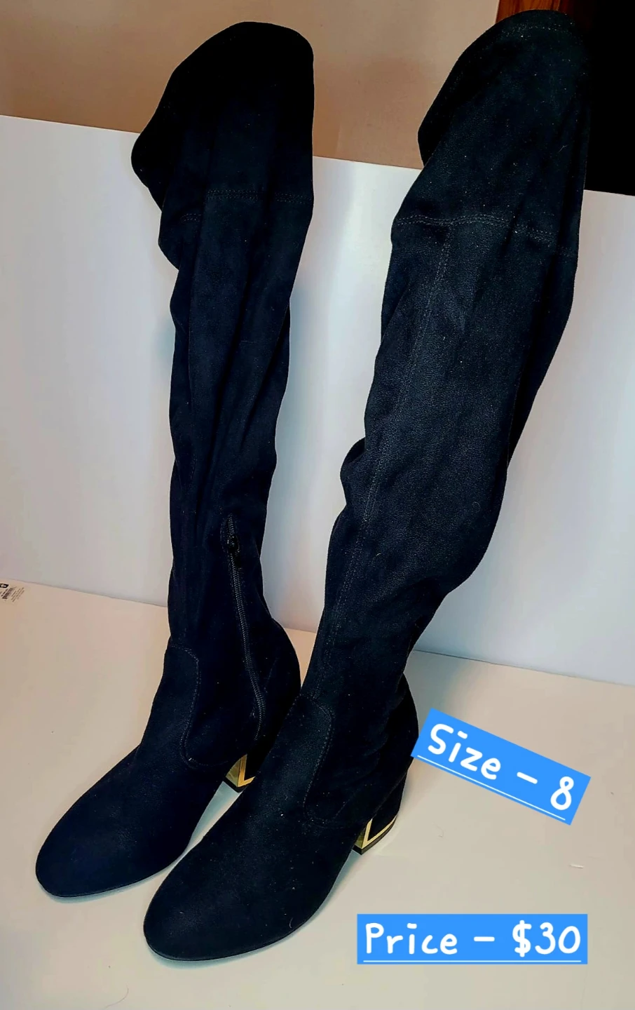 Black Suede Over-the-Knee Boots