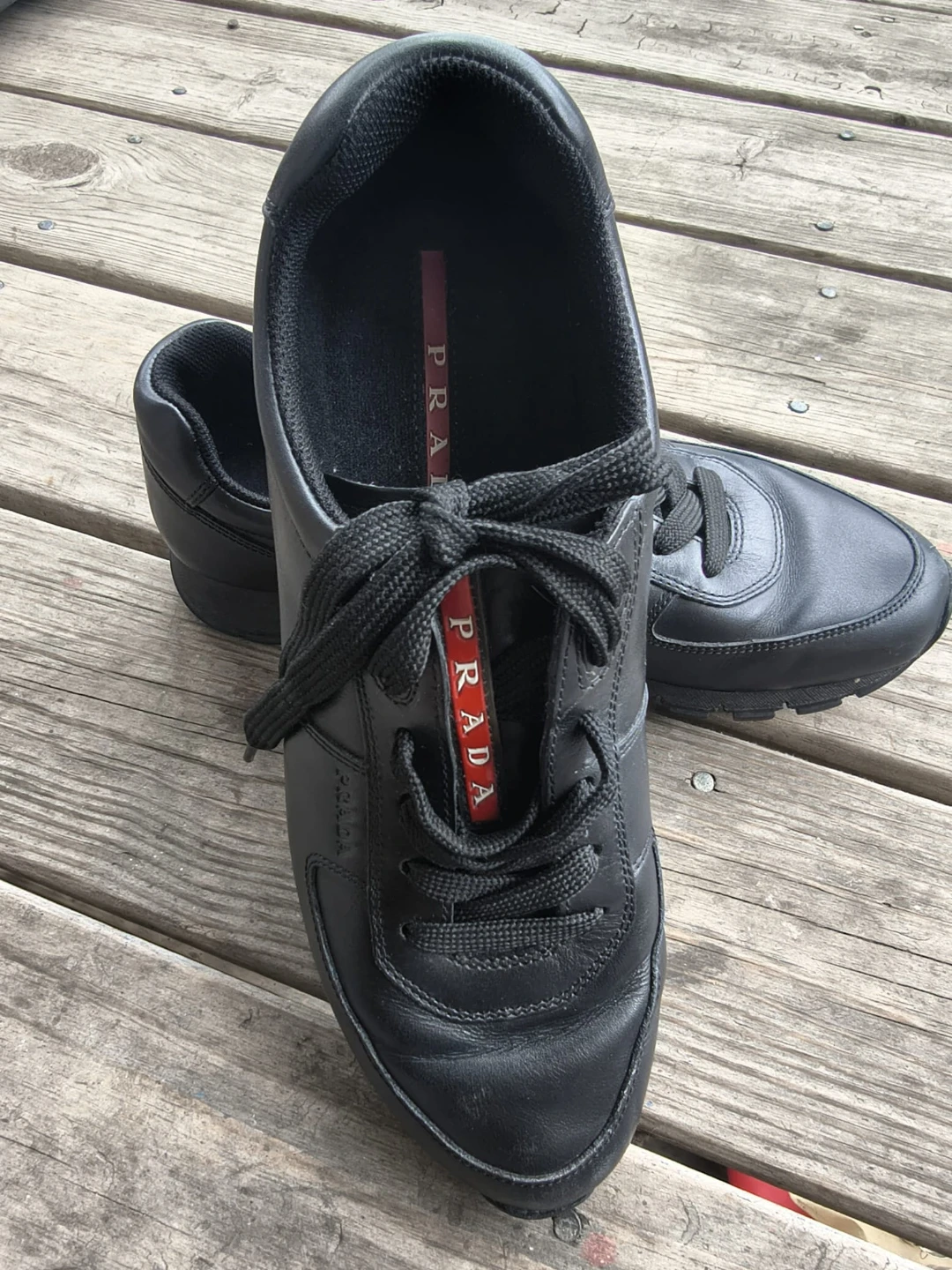 Prada black leather sneakers - photo 5