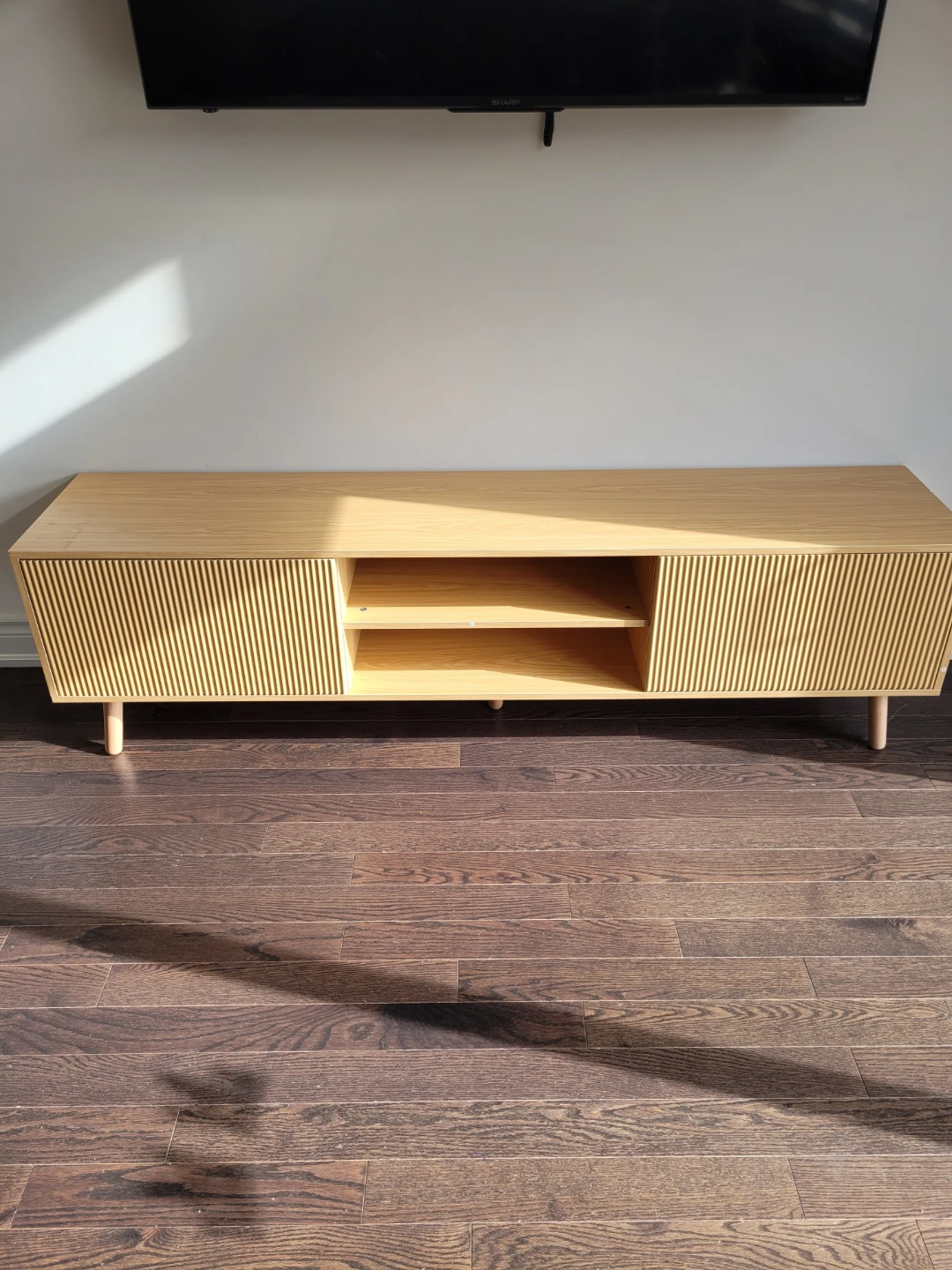 Light Wood Fluted TV Stand - photo 3