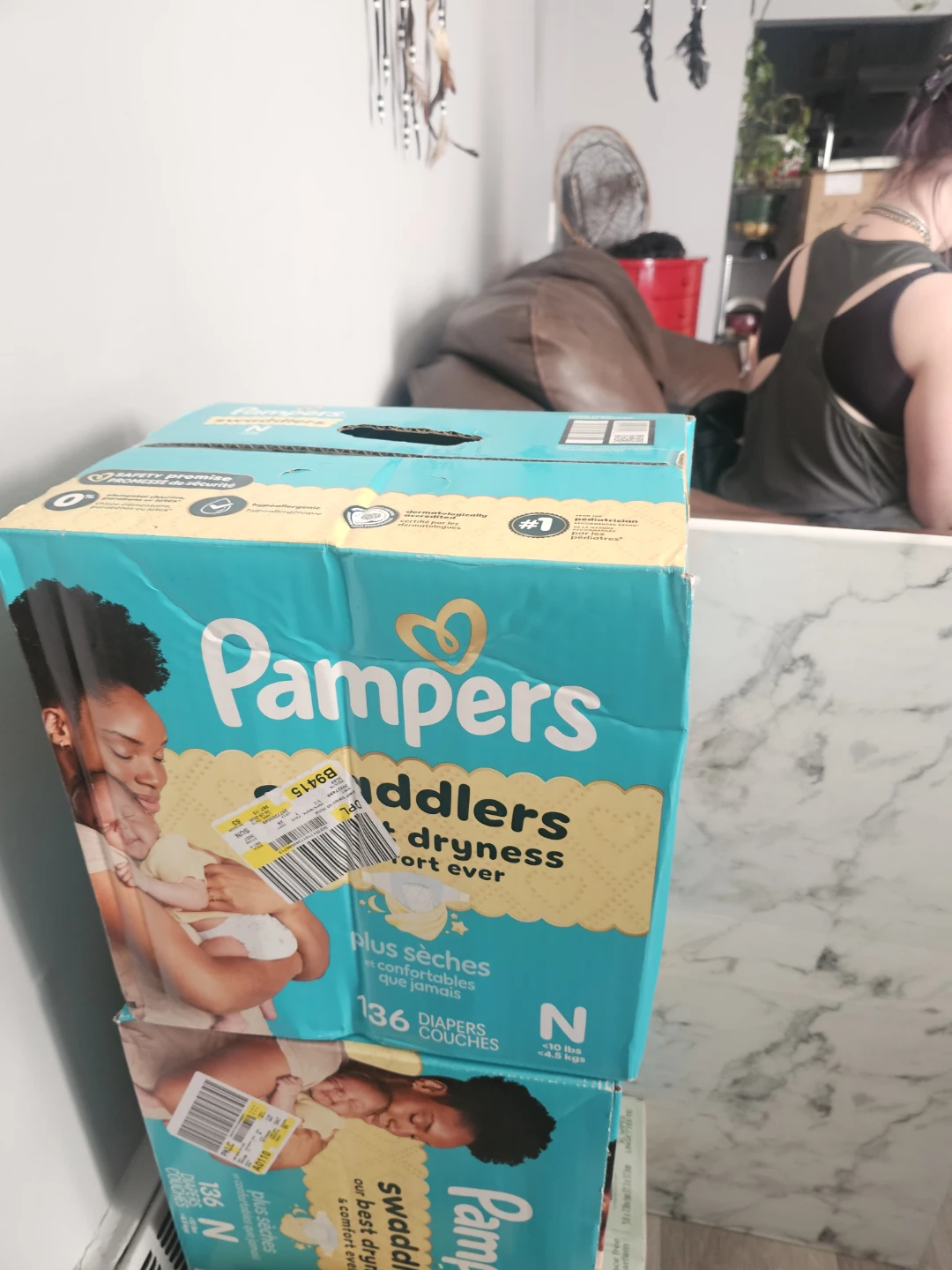 Pampers Swaddlers Diapers Size N and Huggies Wipes