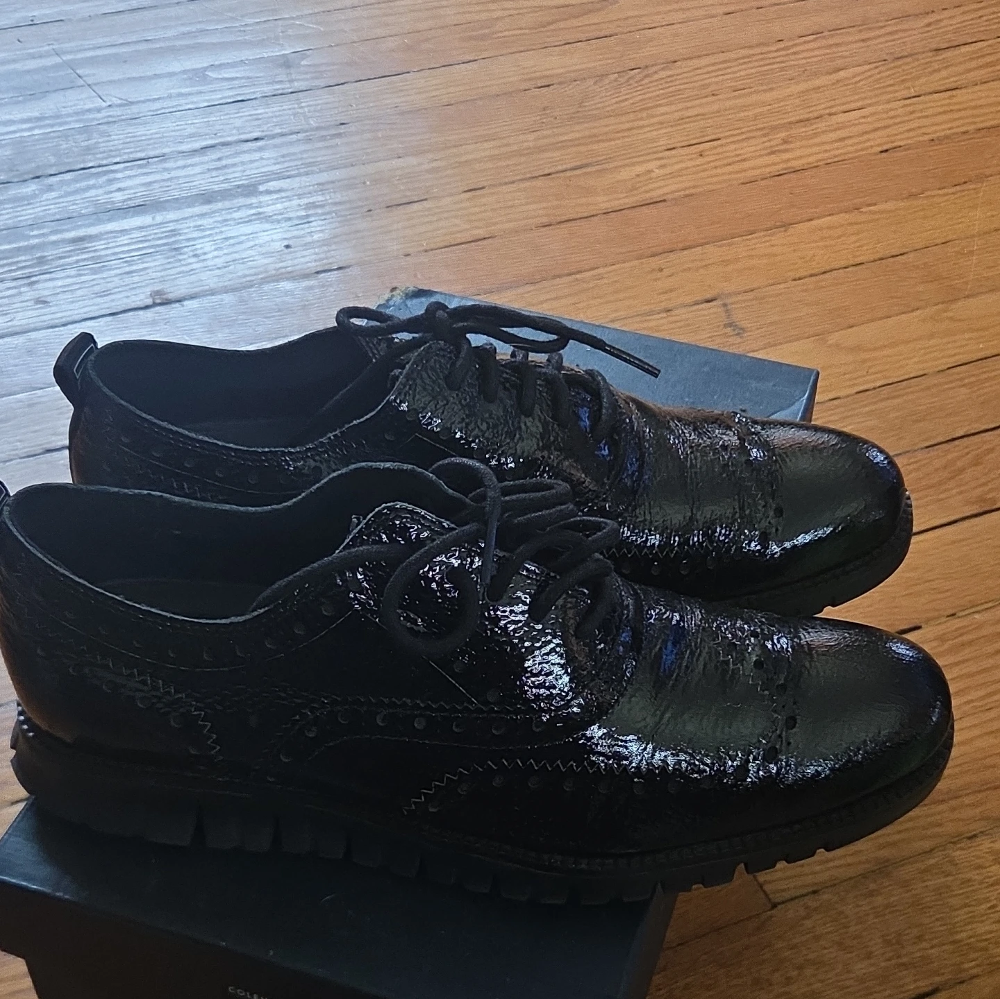 Cole Haan Black Patent Wingtip Oxford Shoes - photo 4