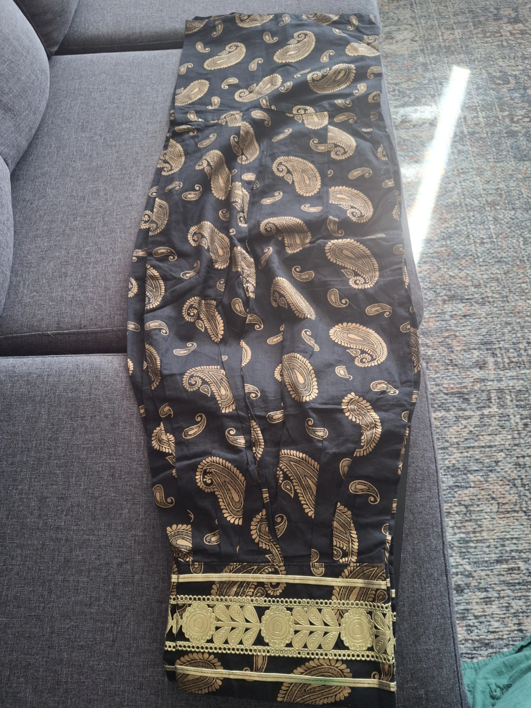Black Paisley Print Pants