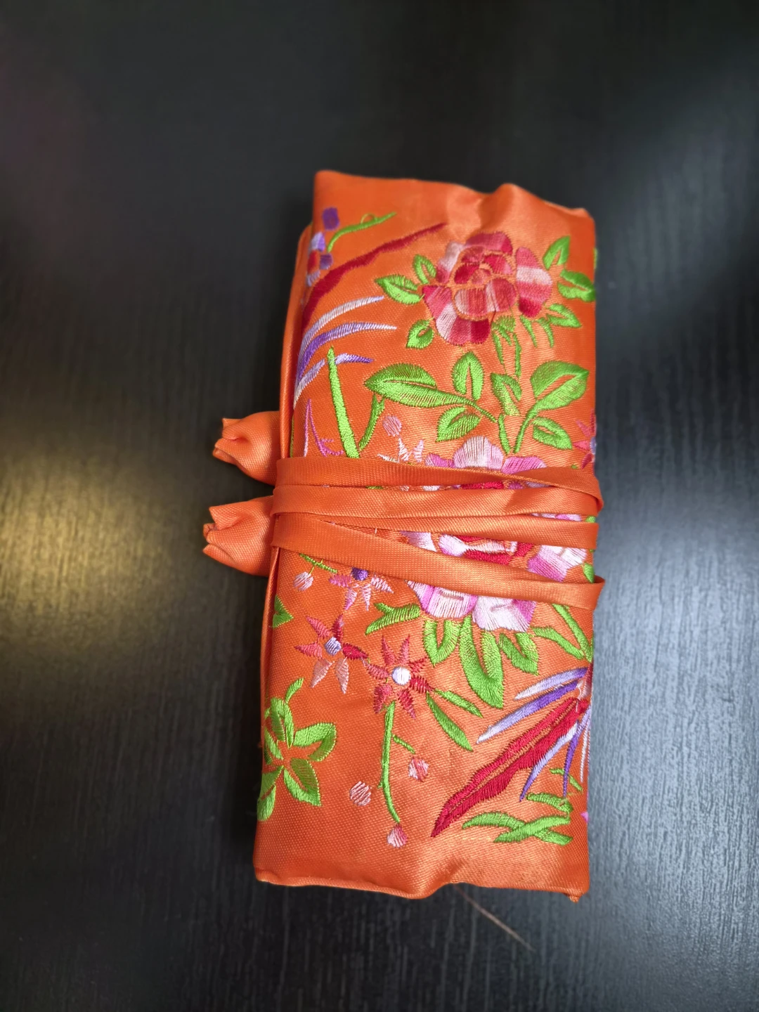 Orange Embroidered Floral Clutch - photo 2